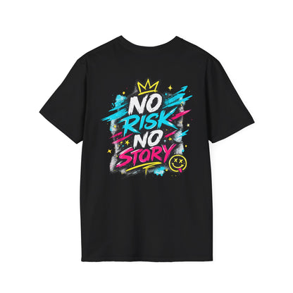 Black Minimalist No Risk No Story T‑Shirt — Classic Plain Crewneck Tee